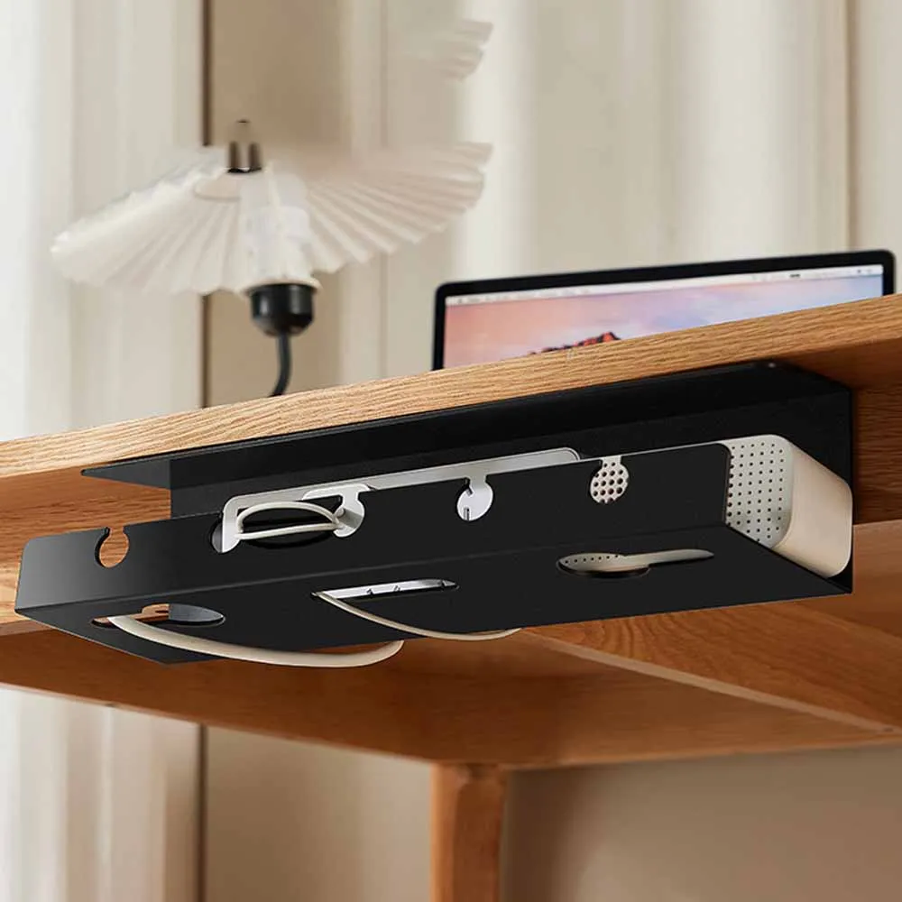 Cable Tray Under Desk - 2024 ใต้โต๊ะการจัดการสายเคเบิลถาดสายเคเบิลใต้โต๊ะพร้อมแคลมป์ที่ยึดสายไฟไม่มีการเจาะอุปกรณ์ที่กว้างขวางทนทาน