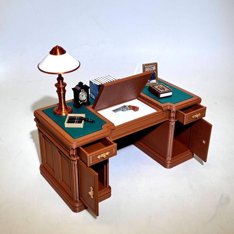 Office Furniture Set - 1:12 สเกลดอลล์เฮาส์ มินิ วินเทจ ชุดเก้าอี้สำนักงานย้อนยุคจิ๋วโต๊ะเขียนหนังสือเฟอร์นิเจอร์ฉากตกแต่งอุปกรณ์เสริม