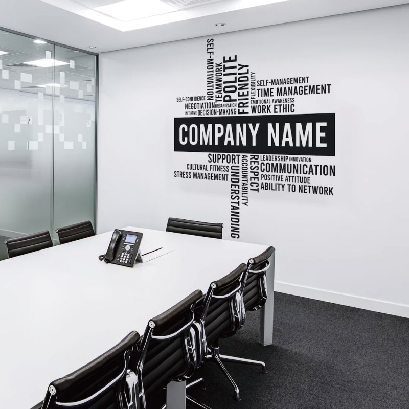 Office Furniture Names - สติ๊กเกอร์ติดผนังไวนิลชื่อธุรกิจแบบกำหนดเอง ตกแต่งภายในสำนักงาน กลุ่มคำศัพท์ที่เกี่ยวกับสถานที่ทำงาน สติ๊กเกอร์ติดผนังชื่อบริษัทแบบปรับแต่งได้ Q153