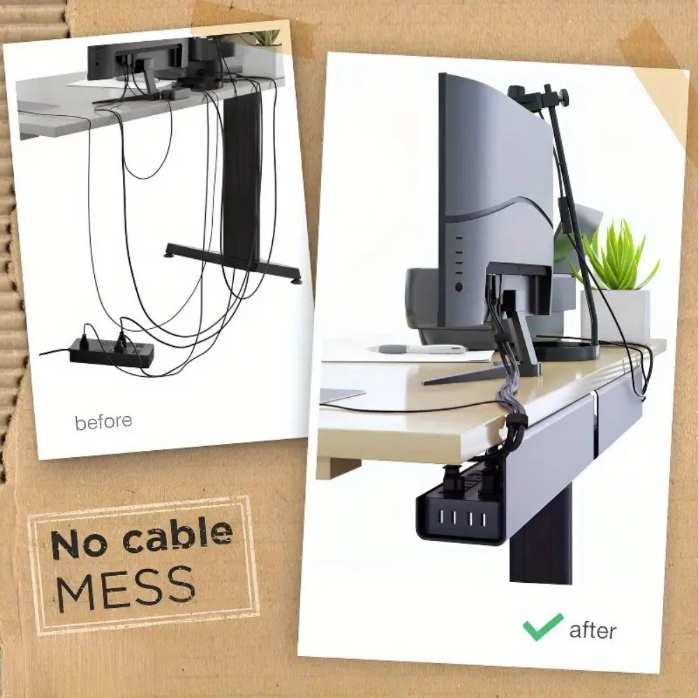 Cable Tray Under Desk - ถาดจัดสายไฟใต้โต๊ะ PVC แบบติดกาว กล่องจัดสายไฟขนาดใหญ่ จัดเก็บง่าย ติดตั้งง่าย