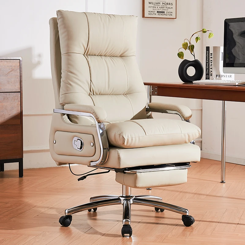 Office Furniture First - เก้าอี้คอมพิวเตอร์หนังวัวชั้นแรก เก้าอี้โฮมออฟฟิศ เก้าอี้สำนักงานนั่งสบาย หมุนได้ ผ่อนคลาย หรูหรา