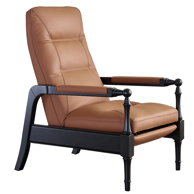Office Furniture First - เก้าอี้สำนักงานไม้เนื้อแข็ง เก้าอี้โซฟาอเนกประสงค์ หนังวัวชั้นแรก เก้าอี้ปรับเอน พับได้ สำหรับพักกลางวัน