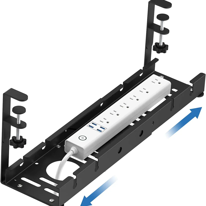 Cable Tray Under Desk - รางเก็บสายไฟใต้โต๊ะแบบยืดหดได้ ไม่ต้องเจาะ ติดตั้งง่าย พร้อมที่ยึดและที่เก็บสายไฟ