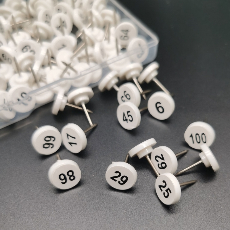 Office Furniture Online - 100Pcs Round Numbered Pushpins Map Pins