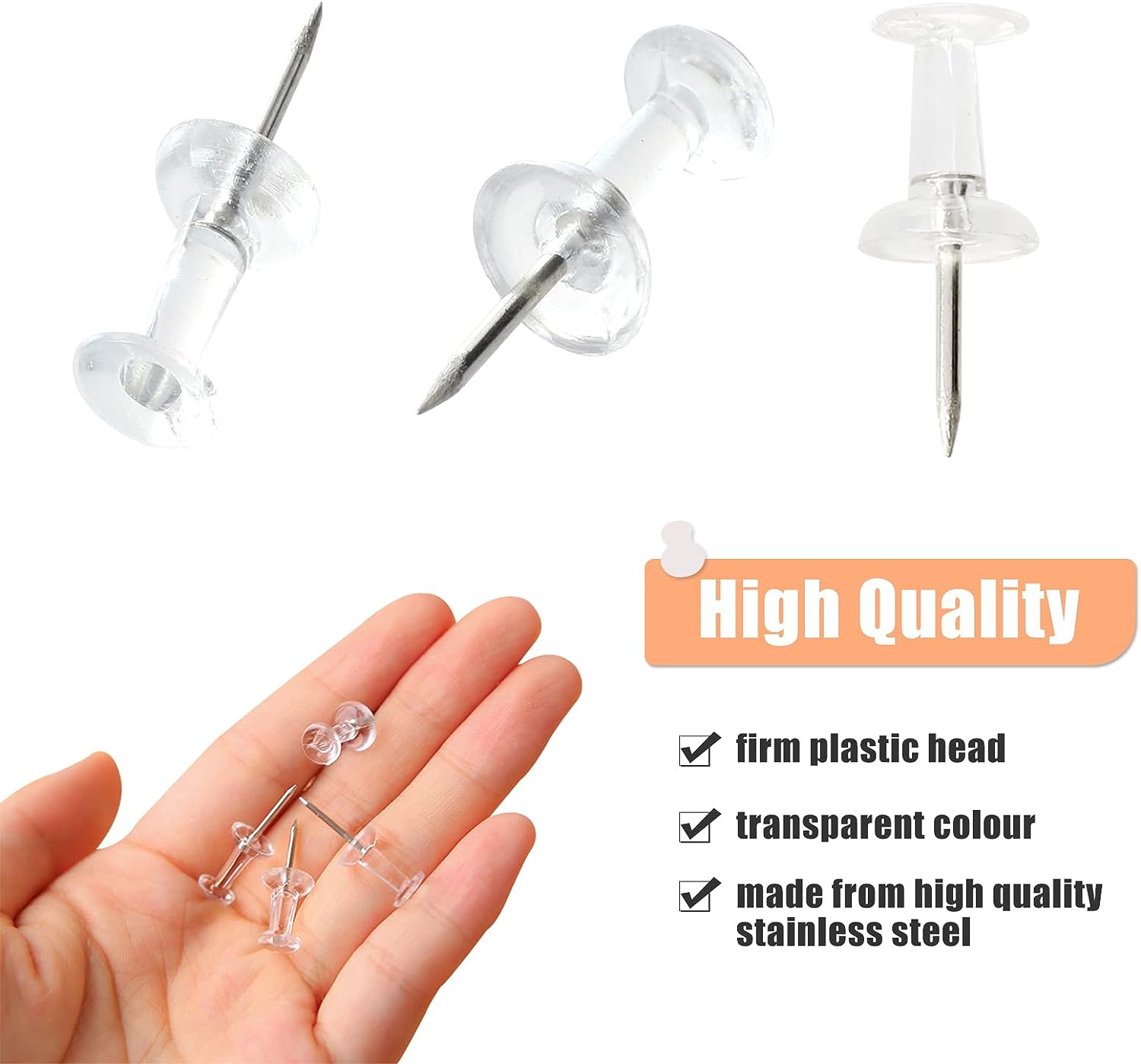 50/100Pcs PUSH Pins โปร่งใส Th - Office Furniture Online บทวิจารณ์และราคา