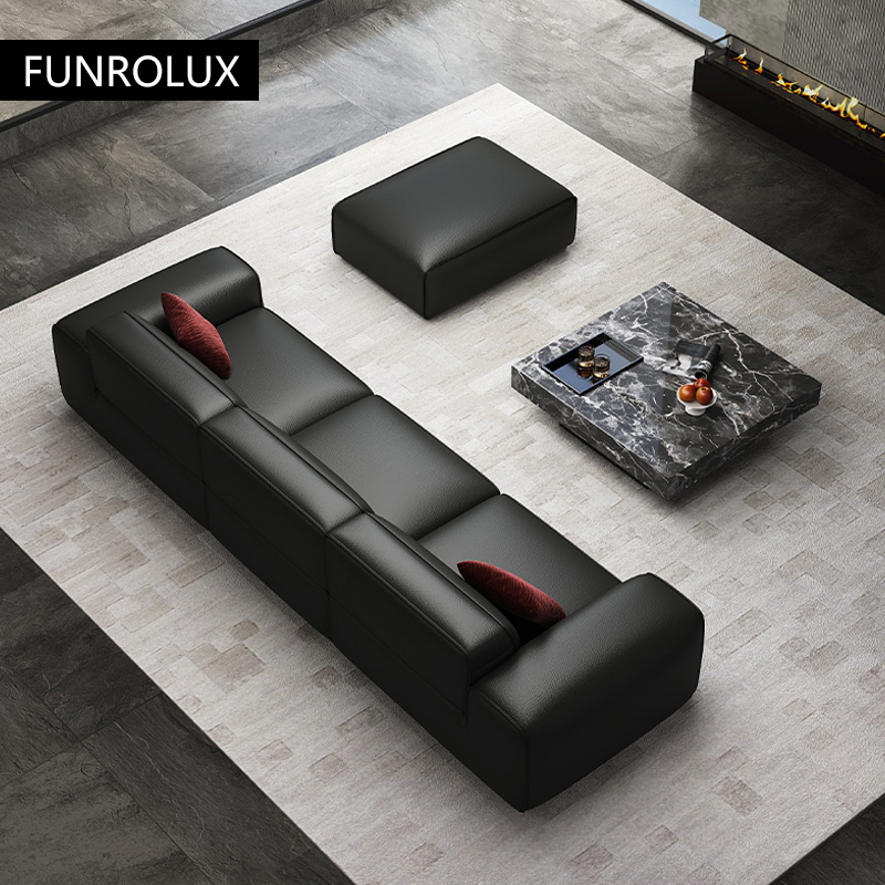 หนังวัวสีดําขนาดใหญ่โซฟาสํานัก - Office Furniture First บทวิจารณ์และราคา