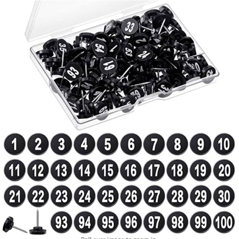 100Pcs Round Numbered Pushpins - Office Furniture Online บทวิจารณ์และราคา
