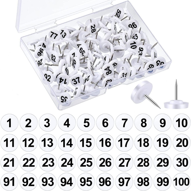 100Pcs Round Numbered Pushpins - Office Furniture Online บทวิจารณ์และราคา